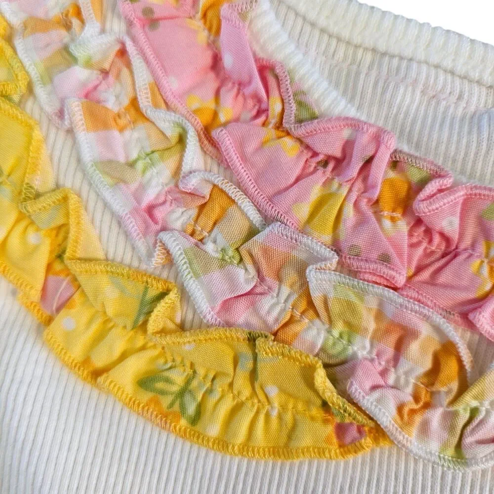 Vintage Gymboree Sunflower Fields Summer Outfit Size 5 Pink Skirt White Tank New